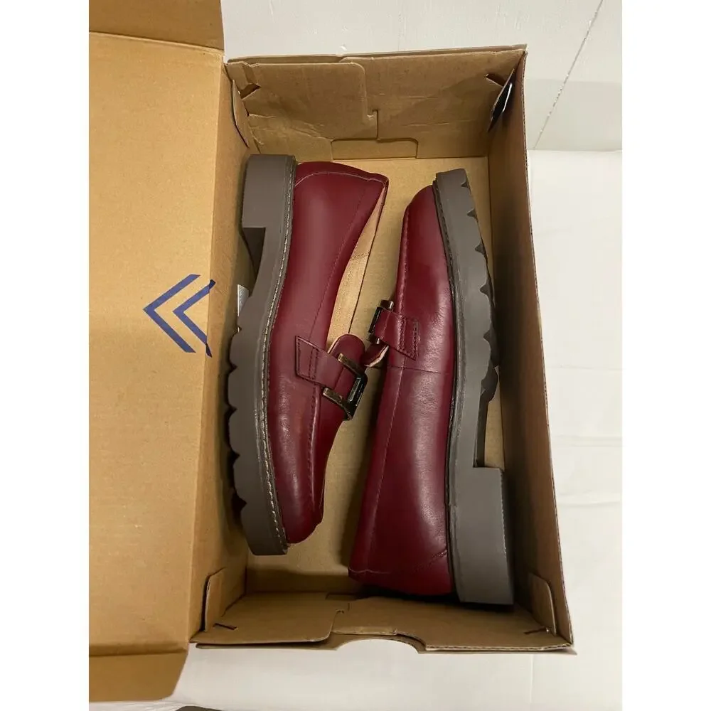 Rockport Women's Kacey Chain Loafer Tawny Leather Slip On Shoes Burgundy US 5M
